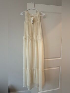 Expressions Cream Tiered Maxi Dress Skirt